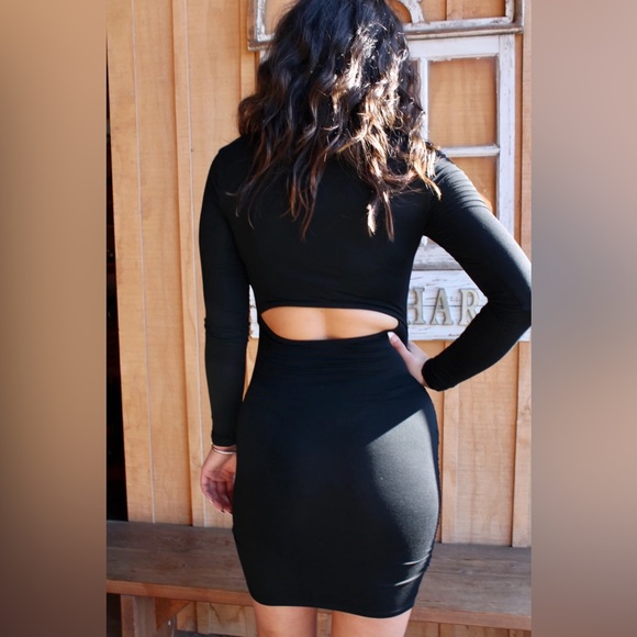 NWT Hem & Thread Black Silhouette MIDI Dress size S Side Ruching - Picture 3 of 8